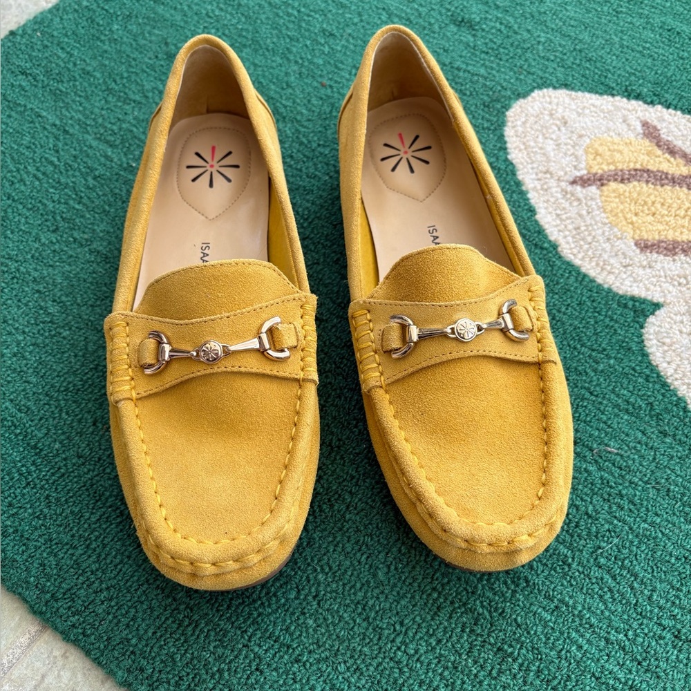 Isaac Mizrahi Live Yellow Suede Loafers - Picture 2 of 7